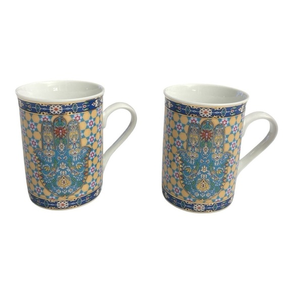 JEWISH EXPRESSIONS HAMSA HAND REUVEN MASEL ZIPORA 10oz.
COFFEE MUG TEA CUP set 2 - Picture 8 of 11